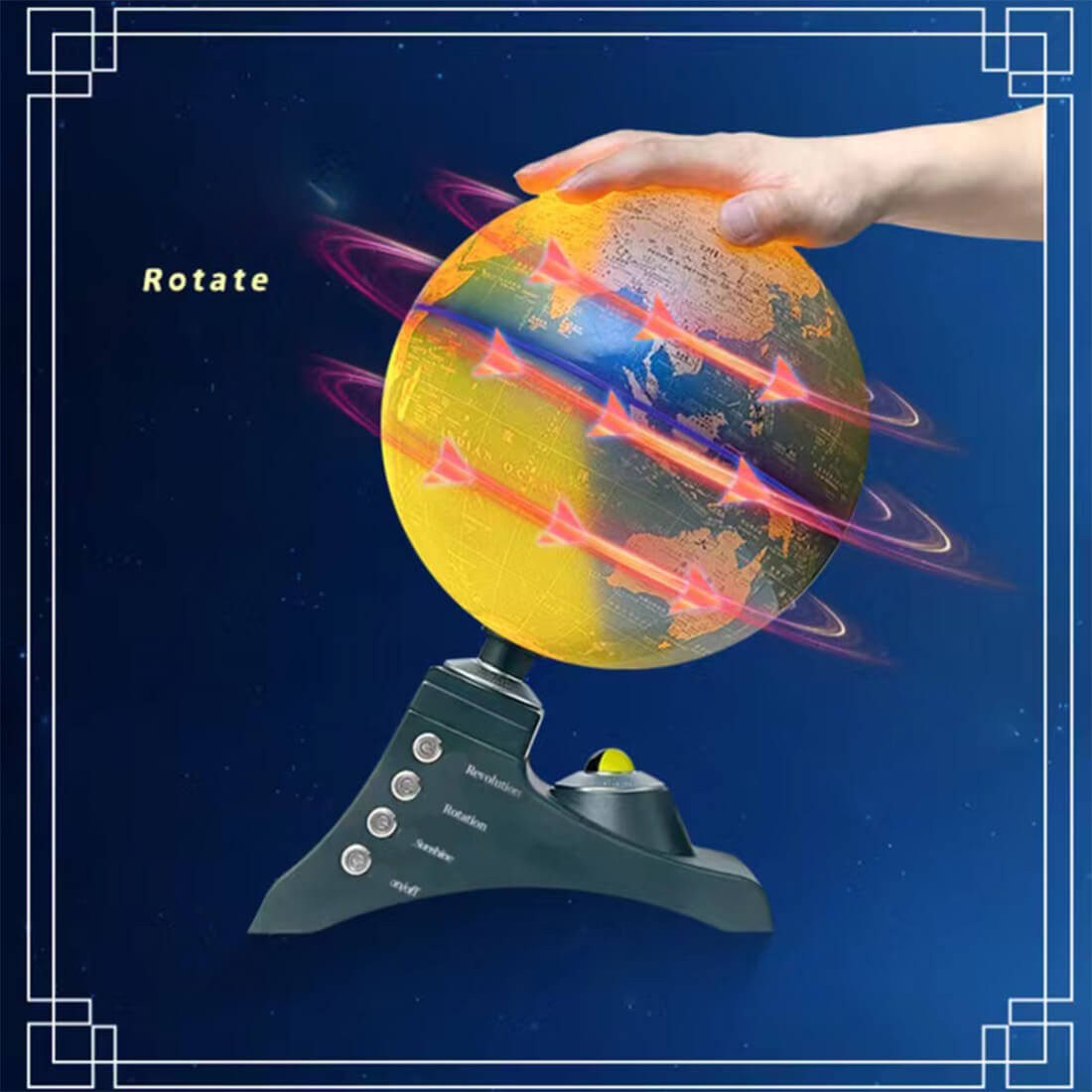 HelloWorld7-Teching Multifunctional Auto-Spinning Illuminated World Globe for Kids with Stand