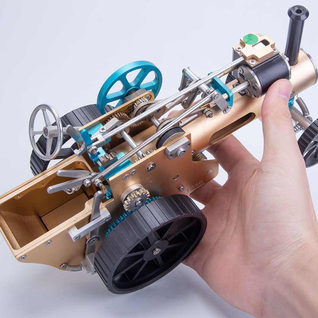 HelloWorld7-Teching Single Cylinder Steam Car Assembled Model Building Kits Used Engine