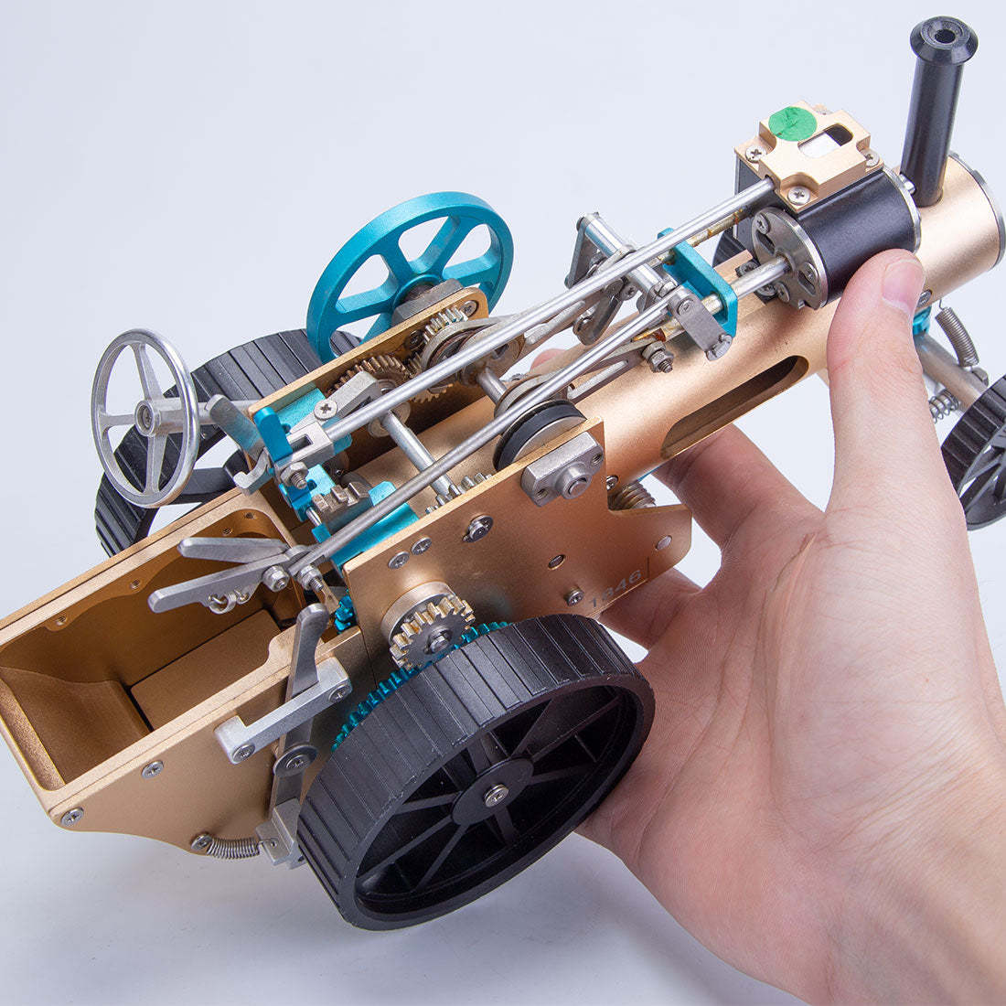 HelloWorld7-Teching Single Cylinder Steam Car Assembled Model Building Kits Used Engine