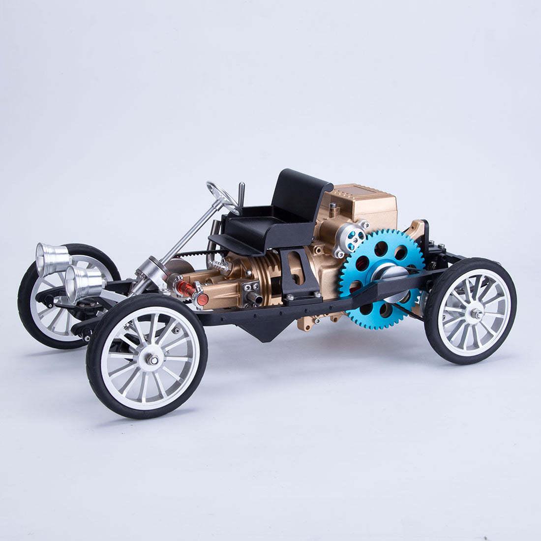 HelloWorld7-Teching Single Cylinder Steam Car Assembled Model Building Kits Used Engine