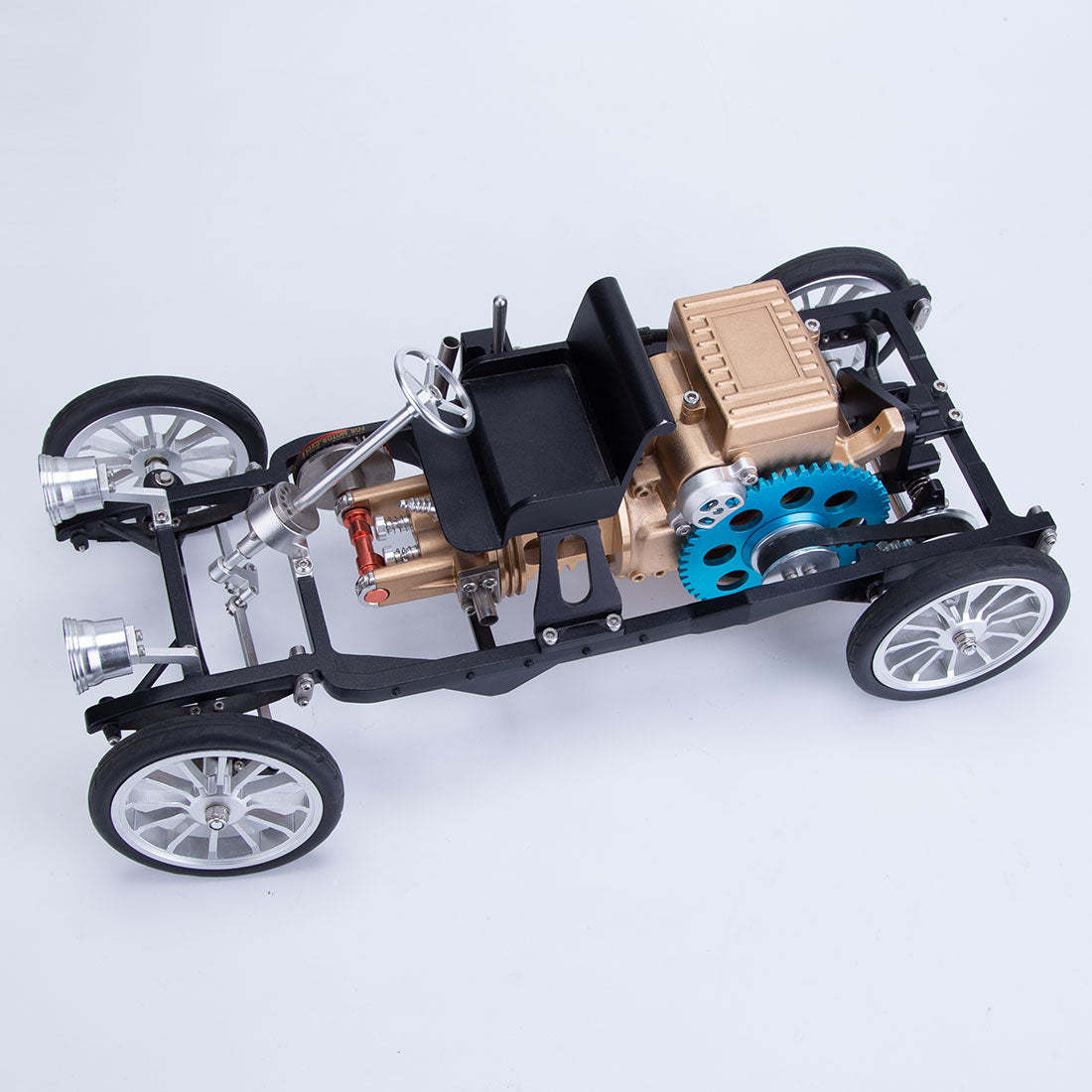 HelloWorld7-Teching Single Cylinder Steam Car Assembled Model Building Kits Used Engine