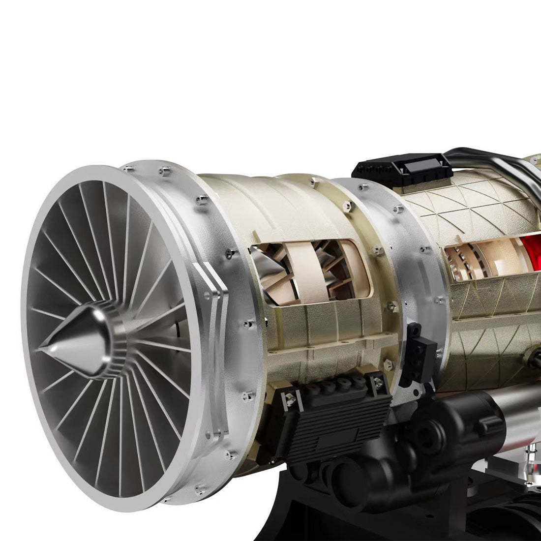 TECHING DM135 1/10 Scale Metal Turbofan Engine Model Kit Working Fighter Jet Engine 600+ PCS-helloworld7