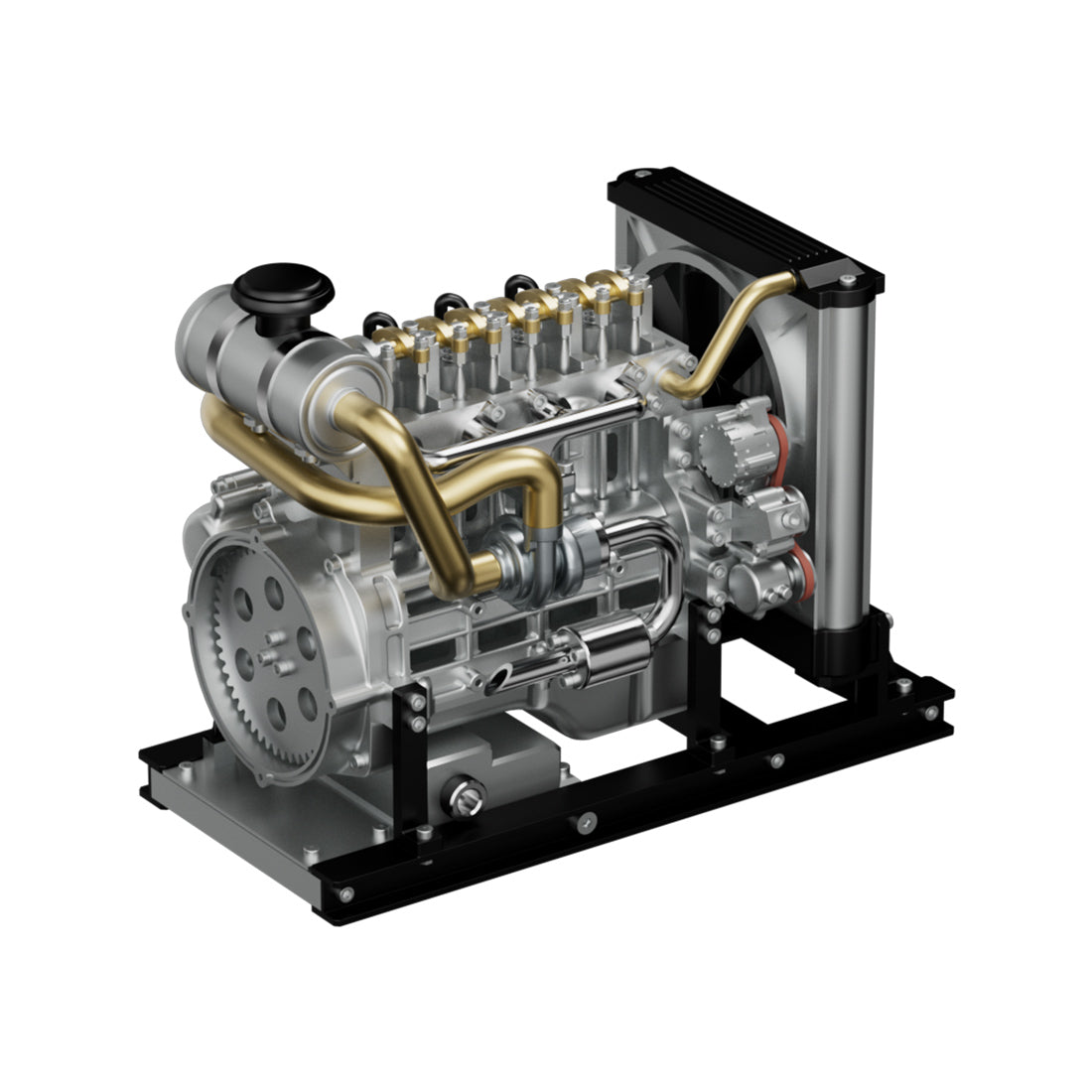 HelloWorld7-TECHING Workable Mini Diesel Engine Metal Model Kits DIY OHV 4-cylinder Engine