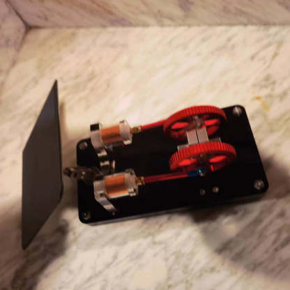 HelloWorld7-Twin Cylinder Motor Low-Noise Solar Electromagnetic Engine Model Experimental Toy