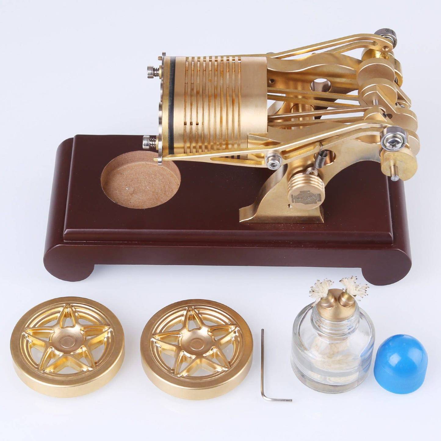 Brass Two-Cylinder Flame Licker Vacuum Engine Model Gift