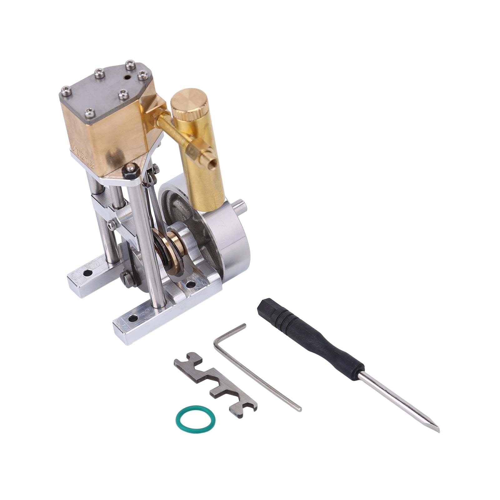 HelloWorld7-V1313 Mini Reversing Single-Cylinder Steam Engine Vertical Model Kits for Beginner