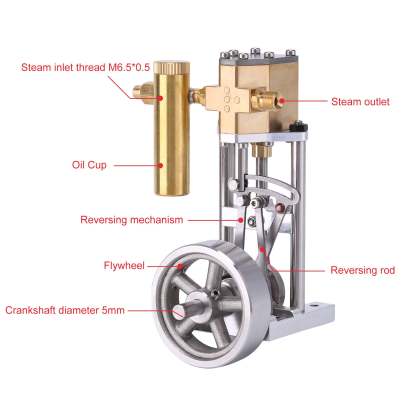 HelloWorld7-V1313 Mini Reversing Single-Cylinder Steam Engine Vertical Model Kits for Beginner