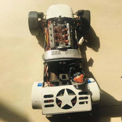 Metal V6 Electromagnetic Engine Model Brushless Motor with Hexagon Fan for 1/10 RC Car-helloworld7