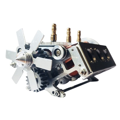 Metal V6 Electromagnetic Engine Model Brushless Motor with Hexagon Fan for 1/10 RC Car-helloworld7
