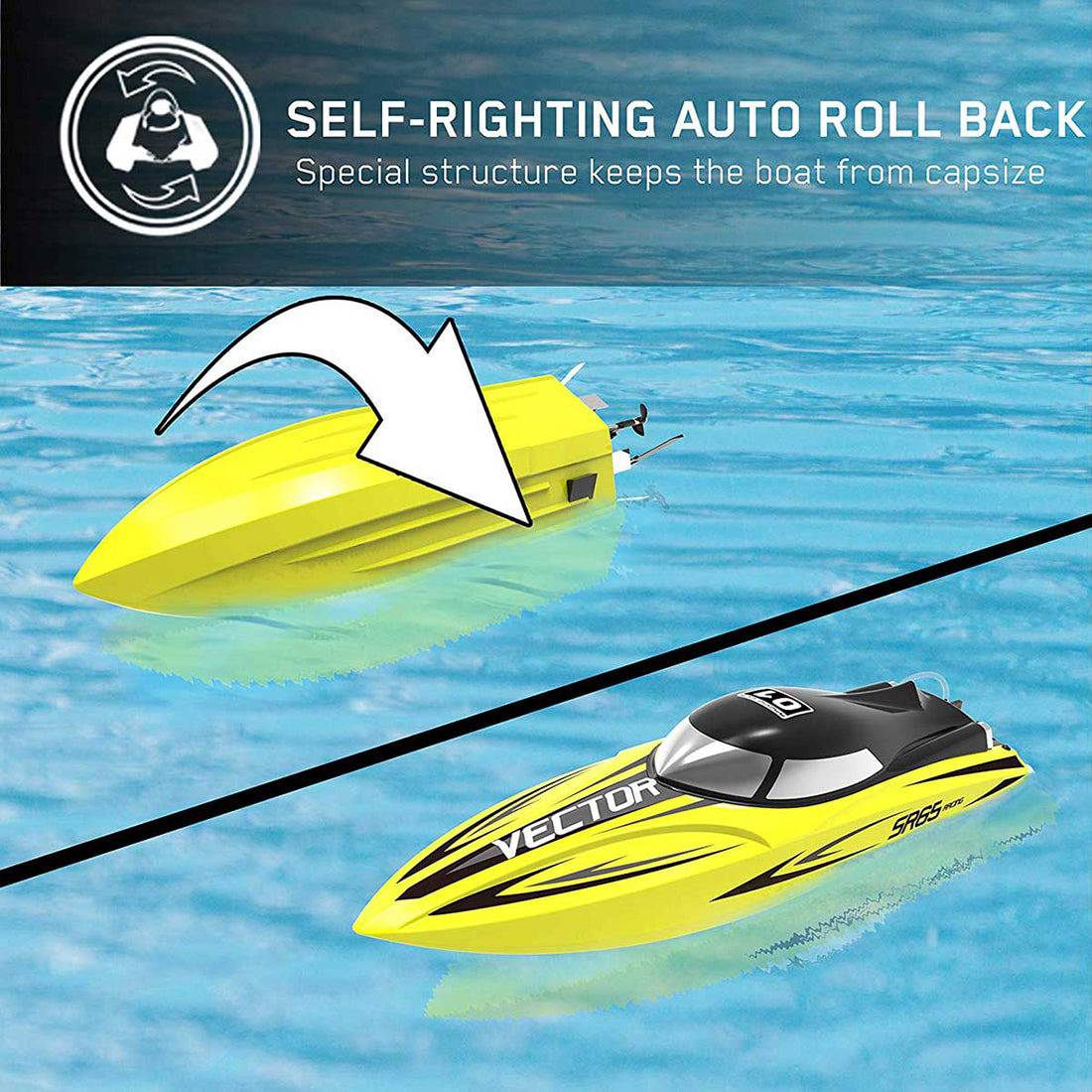 VOLANTEXRC Vector High-Speed RC Boat 60KM/H, 2.4GHz Brushless Electric Speedboat for Adults, Waterproof Radio Control Racing Boat for Pools, Rivers, and Lakes - RTR-helloworld7