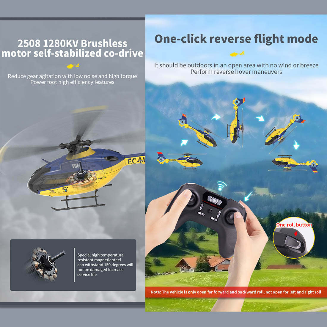 YU XIANG EC-135 1/36 Scale 6CH Direct Drive Brushless RC Helicopter RTF 3D/6G-helloworld7