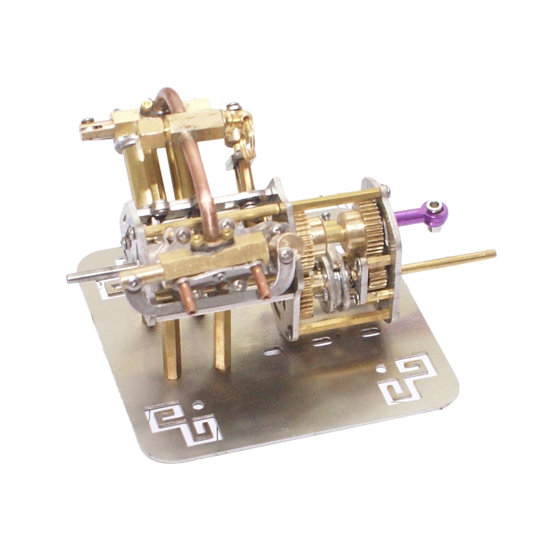 HelloWorld7-Mini V4 Brass Steam Engine Model Reverse Gearbox (without Boiler)