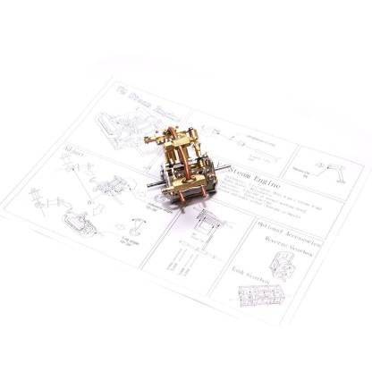 HelloWorld7-Mini V4 Brass Steam Engine Model Reverse Gearbox (without Boiler)