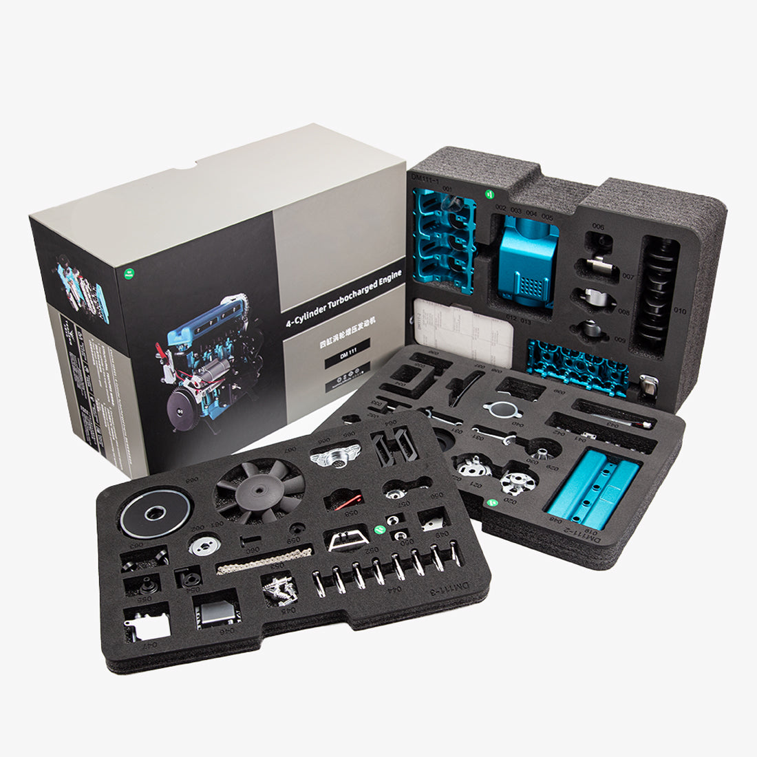 TECHING DM111 DIY 4-Cylinder Turbocharged Engine Model Kit – All-Metal STEM Gift-helloworld7
