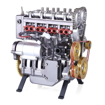 Teching DM13-L4-T Metal Inline 4-Cylinder Engine Model Kit – Luxury Gold/Red DIY STEM Gift-helloworld7
