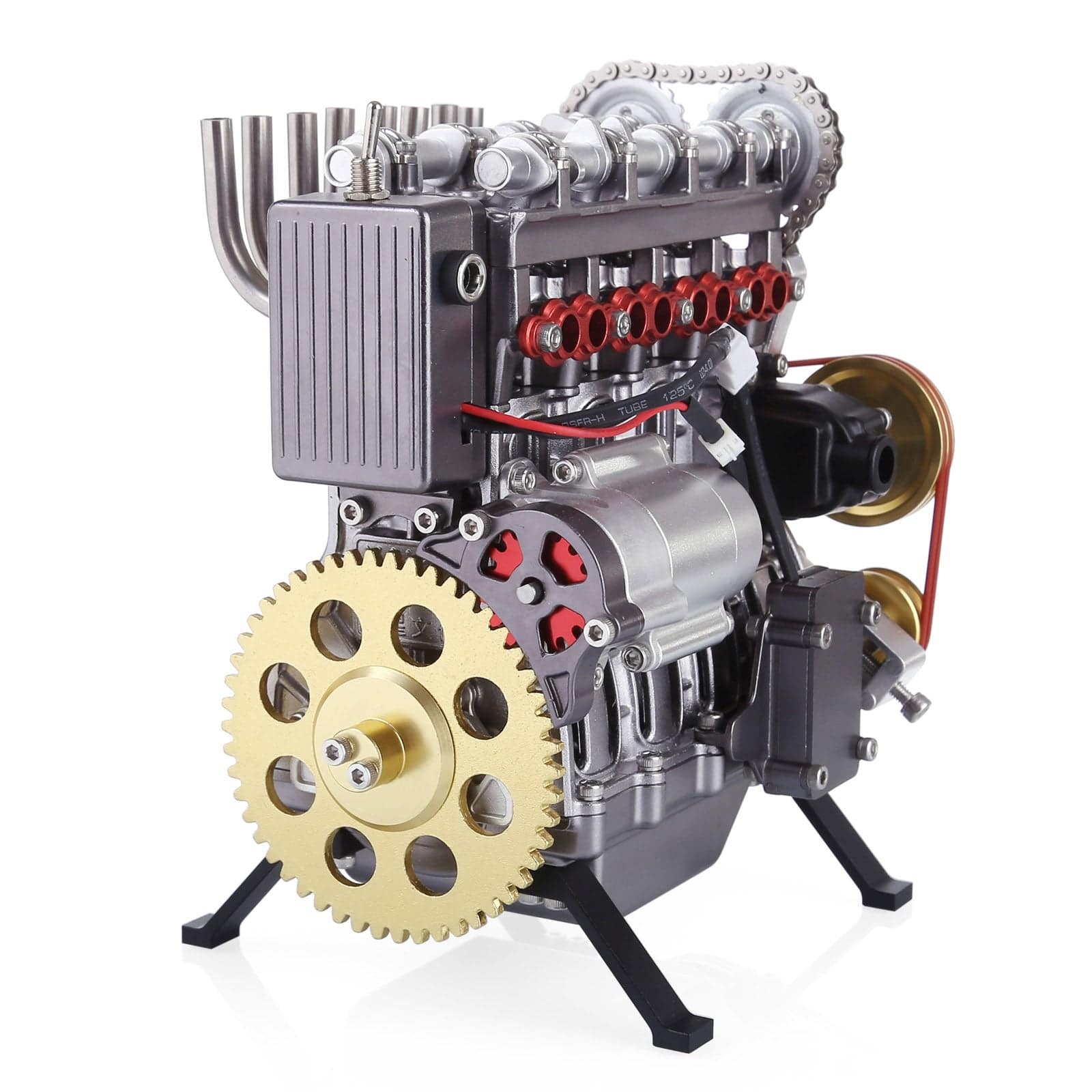 HelloWorld7-Teching Inline Four-Cylinder Stirling Engine kit That Works Aluminum Alloy Model Collection-helloworld7