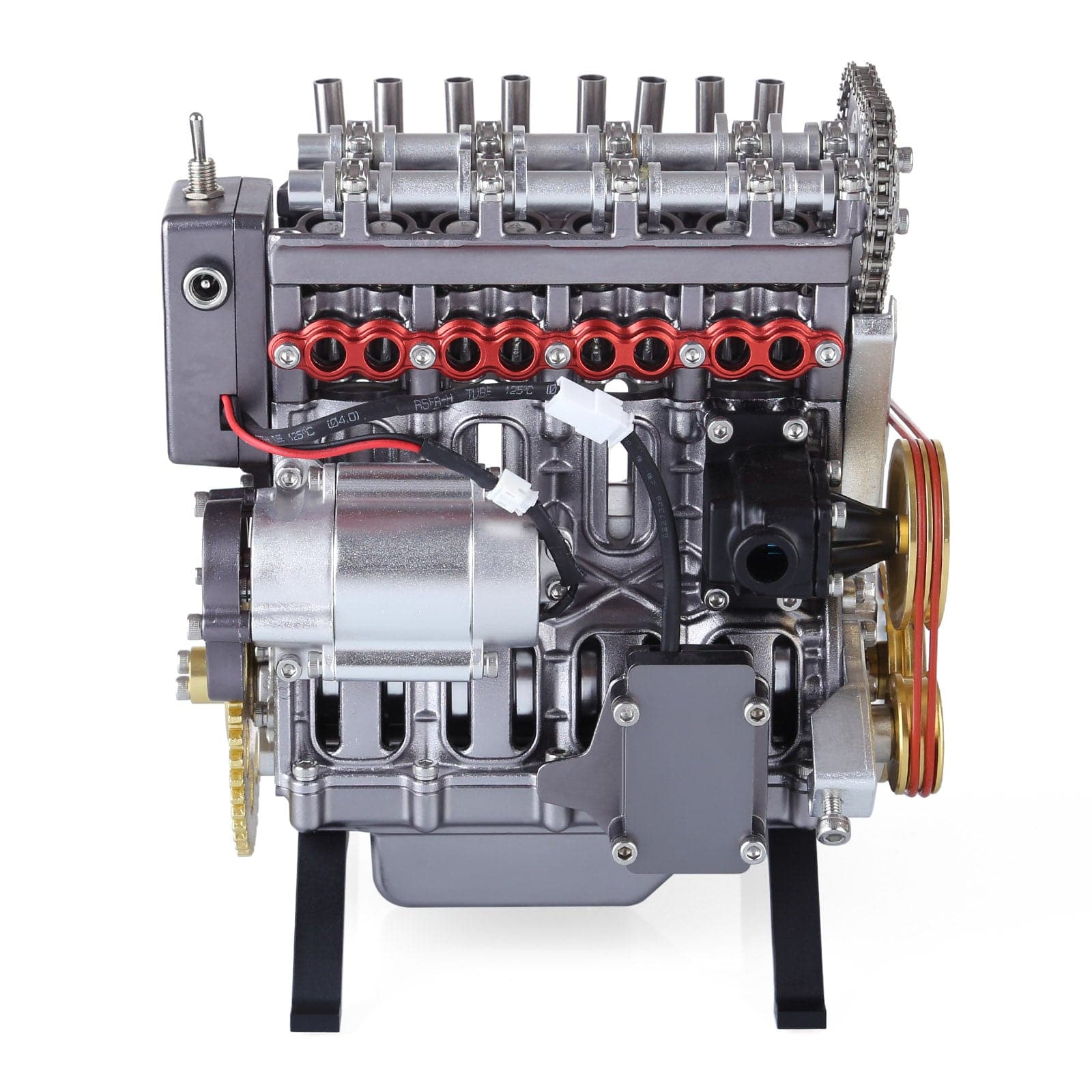 Teching DM13-L4-T Metal Inline 4-Cylinder Engine Model Kit – Luxury Gold/Red DIY STEM Gift-helloworld7