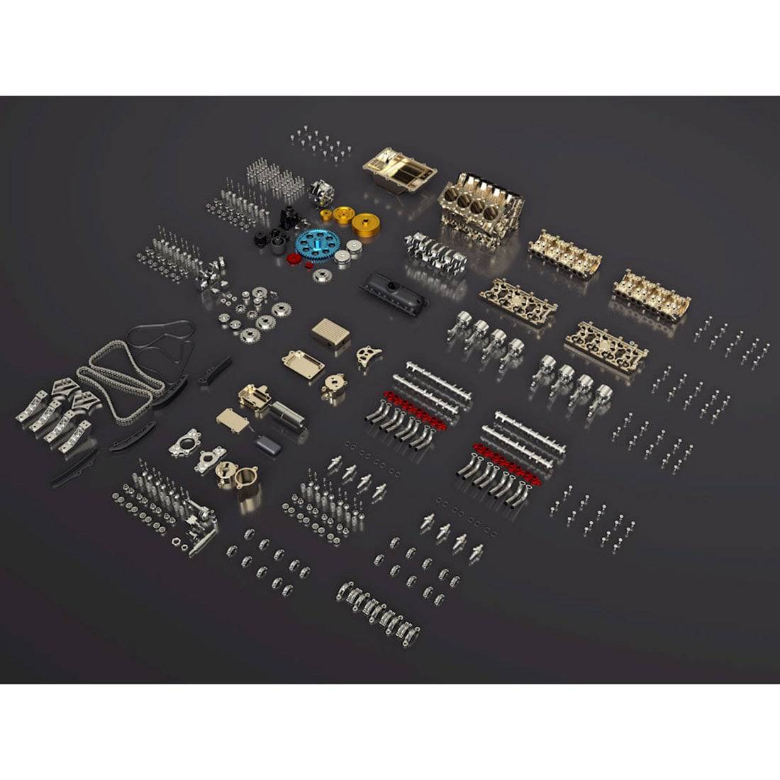 Teching V8 Mechanical Metal Assembly DIY Car Engine Model Kit (500+ Pcs)-helloworld7