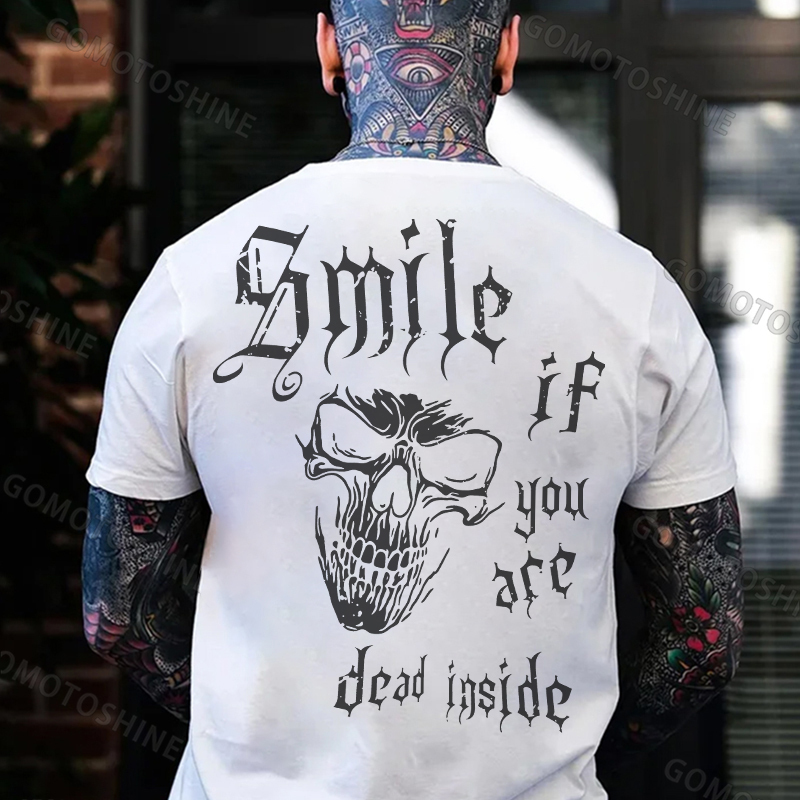 SMILE IF YOU ARE DEAD INSIDE Skull Print Men's T-Shirt
