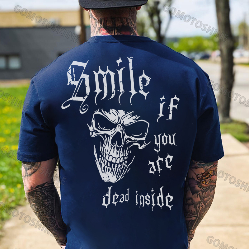 SMILE IF YOU ARE DEAD INSIDE Skull Print Men's T-Shirt