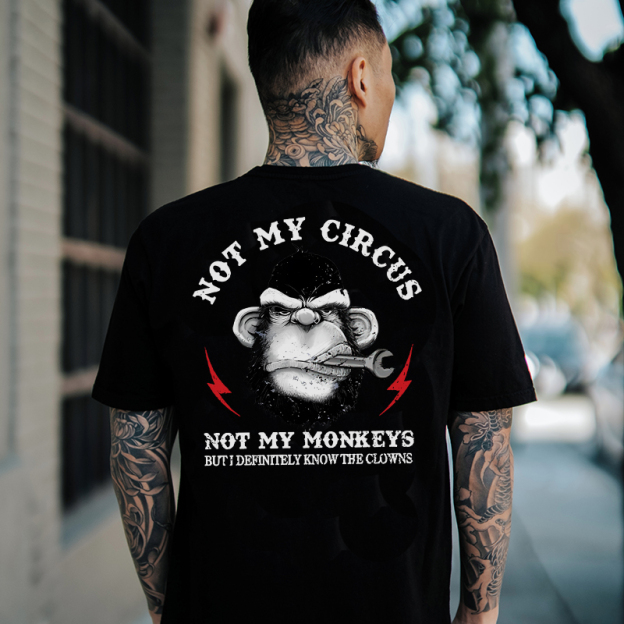 NOT MY CIRCUS NOT MY MONKEY Black Print T-shirt