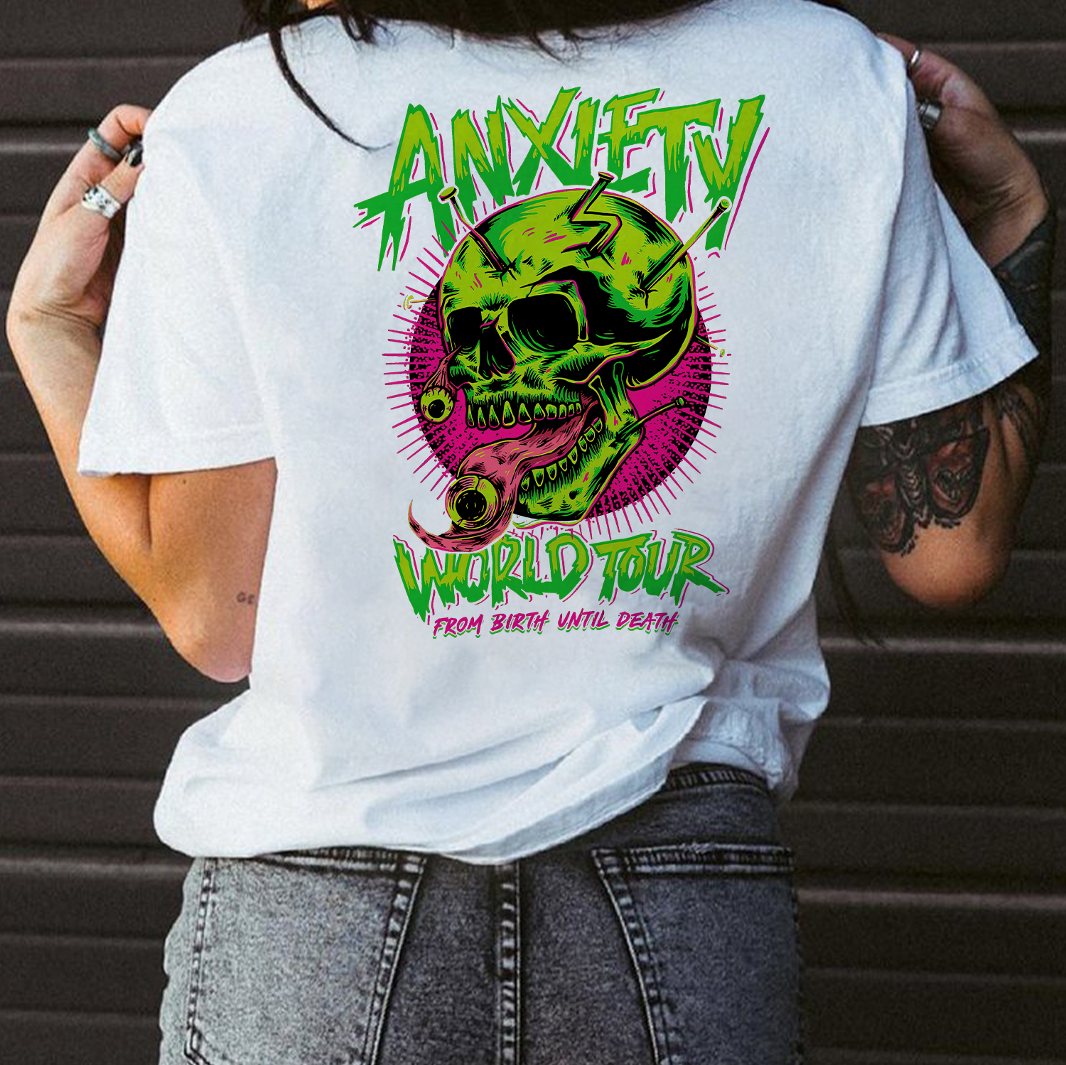 ANXIETY WORLD TOUR Skull Print Women's T-shirt