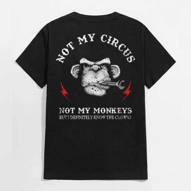 NOT MY CIRCUS NOT MY MONKEY Black Print T-shirt