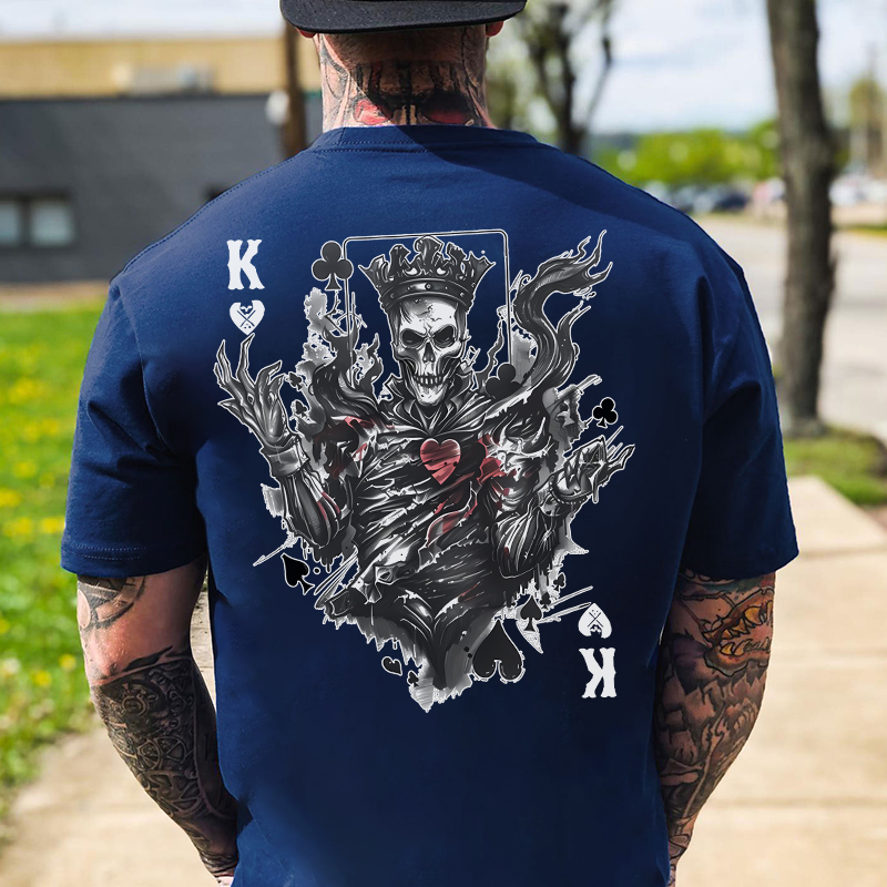 Poker K Skeleton King Print Men's T-Shirt