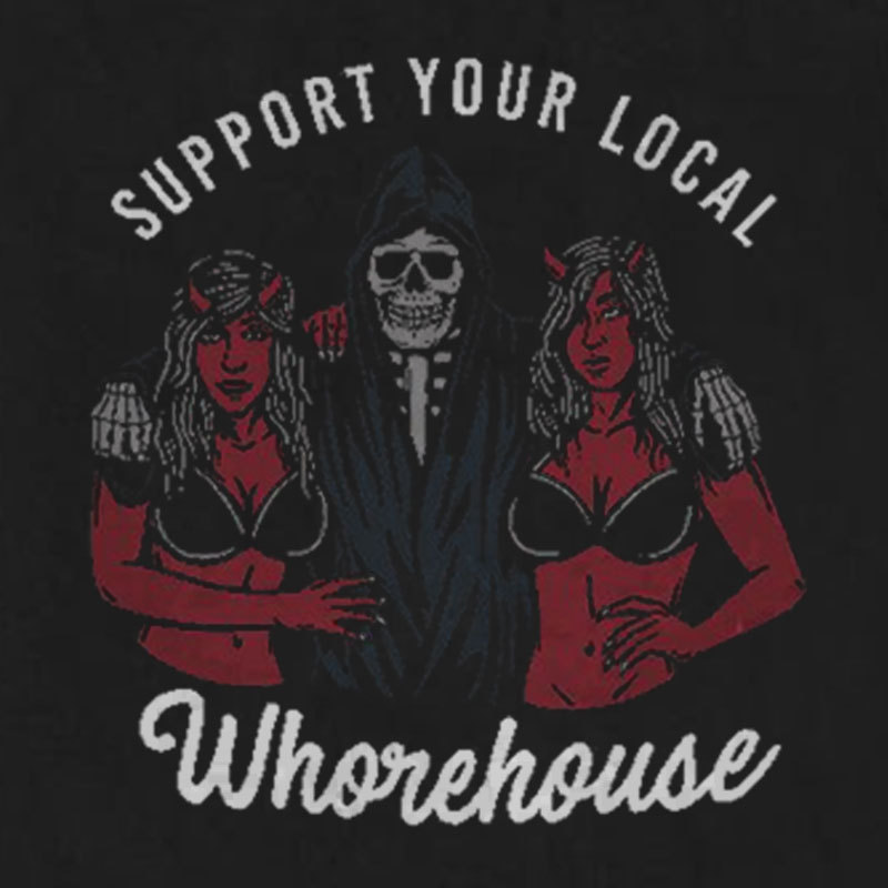 SUPPORT YOUR LOCAL Skull and Women Black Print T-shirt