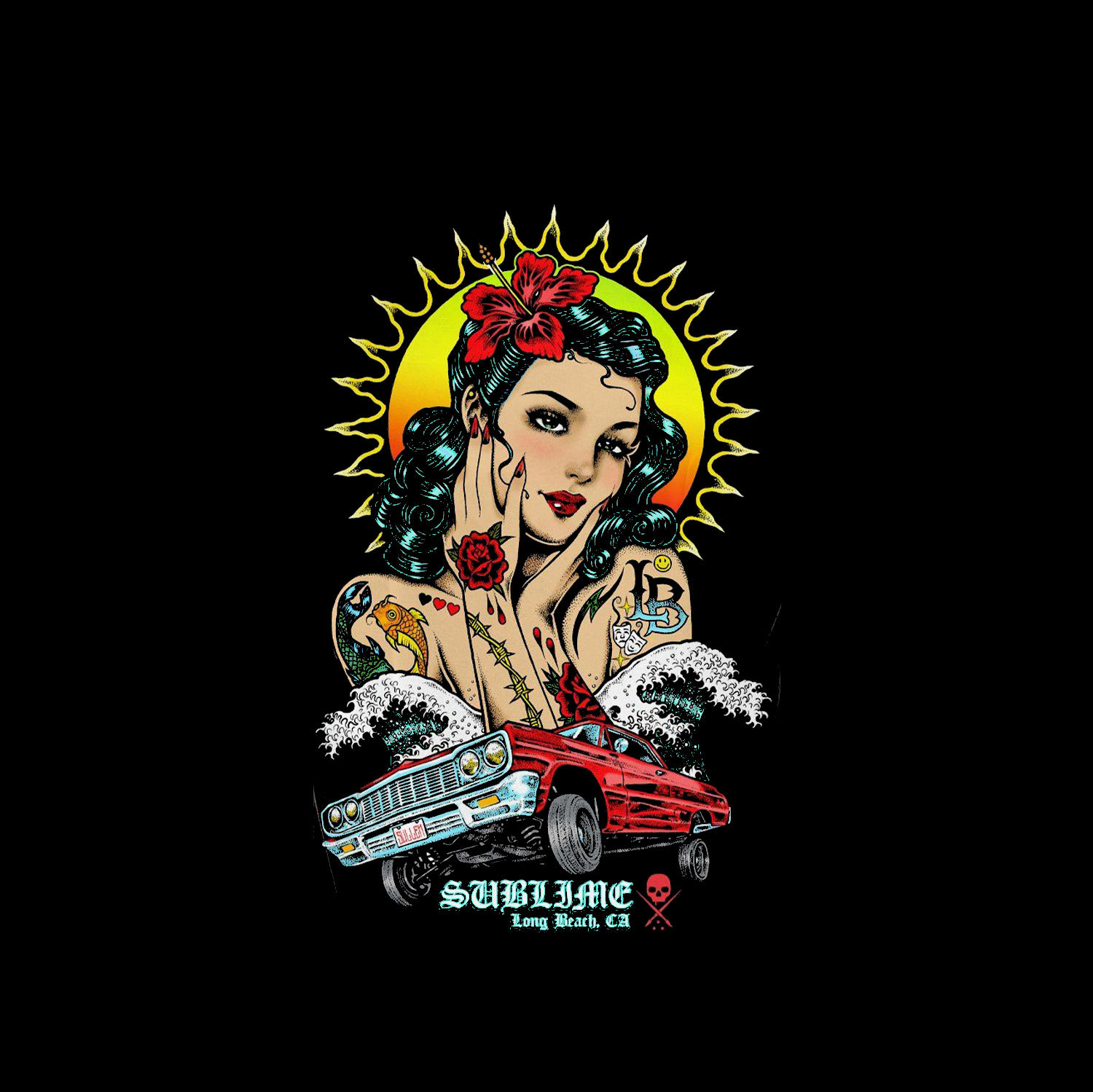 Retro Girl Poster Casual Design Graphic Black Print T-shirt