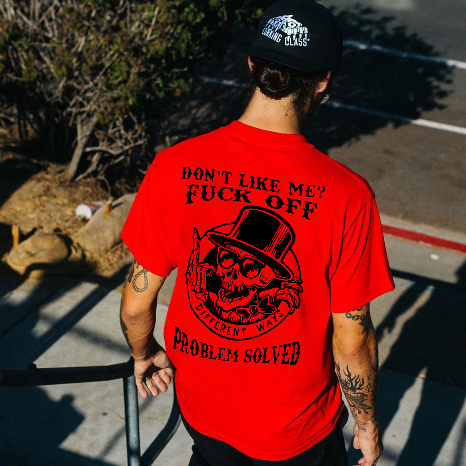 DON'T LIKE ME FUCK OFF Skeleton Print Men's T-shirt