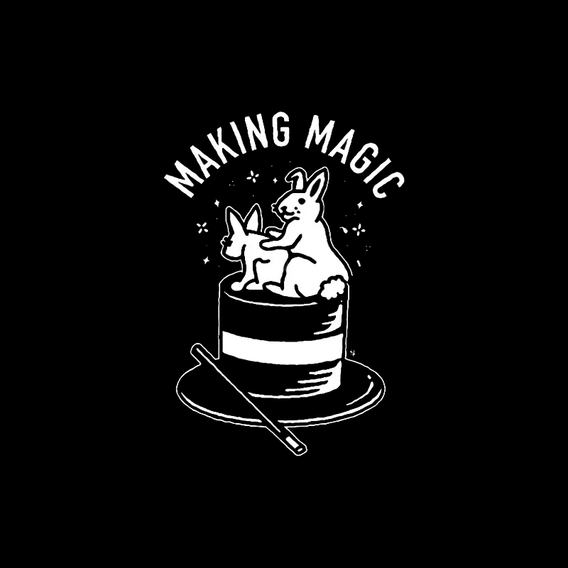 MAKING MAGIC Animals on the Hat Graphic Black Print T-shirt