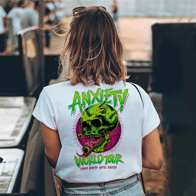 ANXIETY WORLD TOUR Skull Print Women's T-shirt