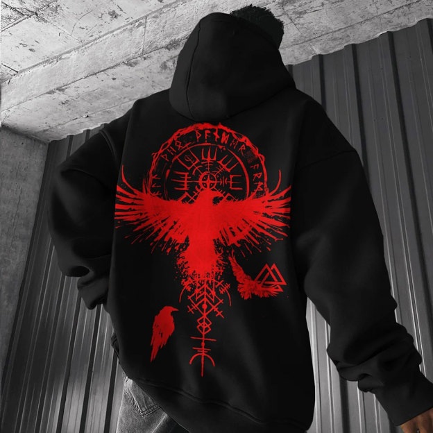 Flying Pigeon with Clock Peace and Love Print Hoodie