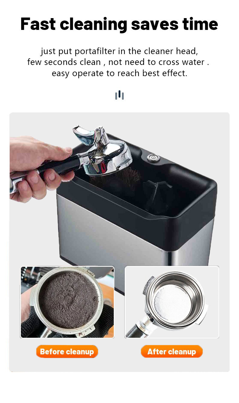 Professional Commercial Coffee Tools for Barista Electric Coffee Portafilter Cleaner No-wipe Automatic Coffee Grounds Knock Box