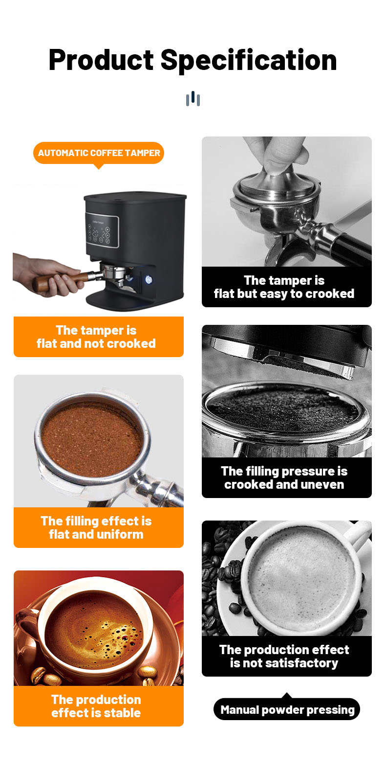 58mm Automatic Coffee Tamper 24V Electric Coffee Tamping Machine Professional Commercial Coffee Equipment