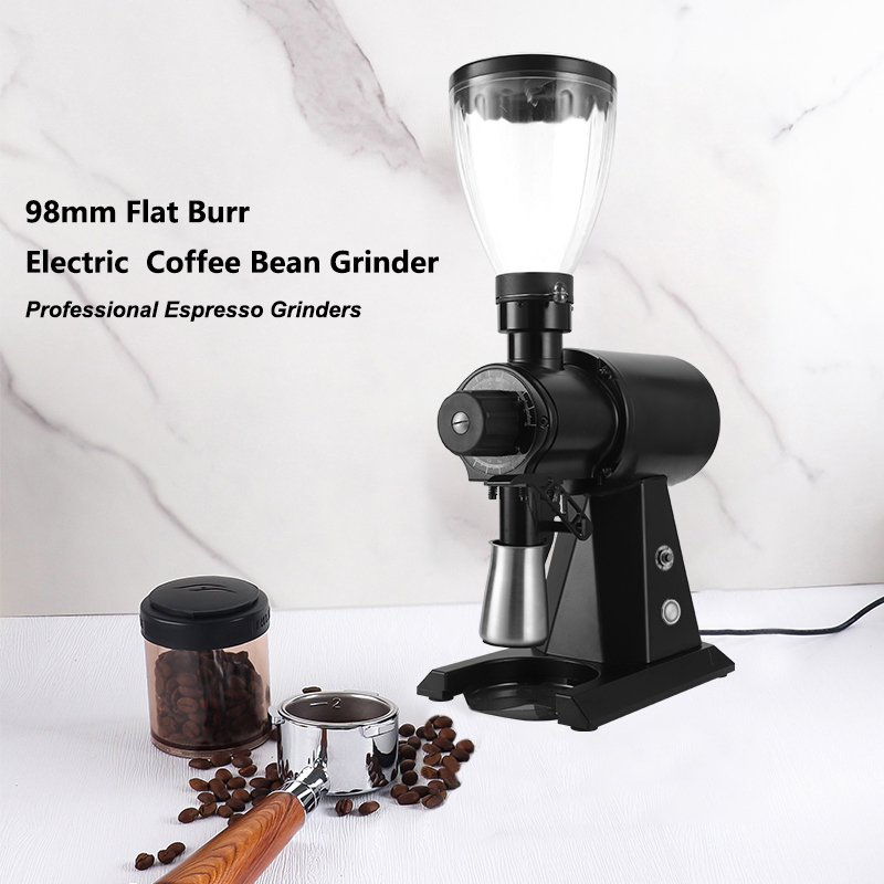 Commercial Grinding Espresso Coffee Grinder Electric Cappuccino Latte Coffee Bean Grinder 98mm Flat Burr Coffee Grinder