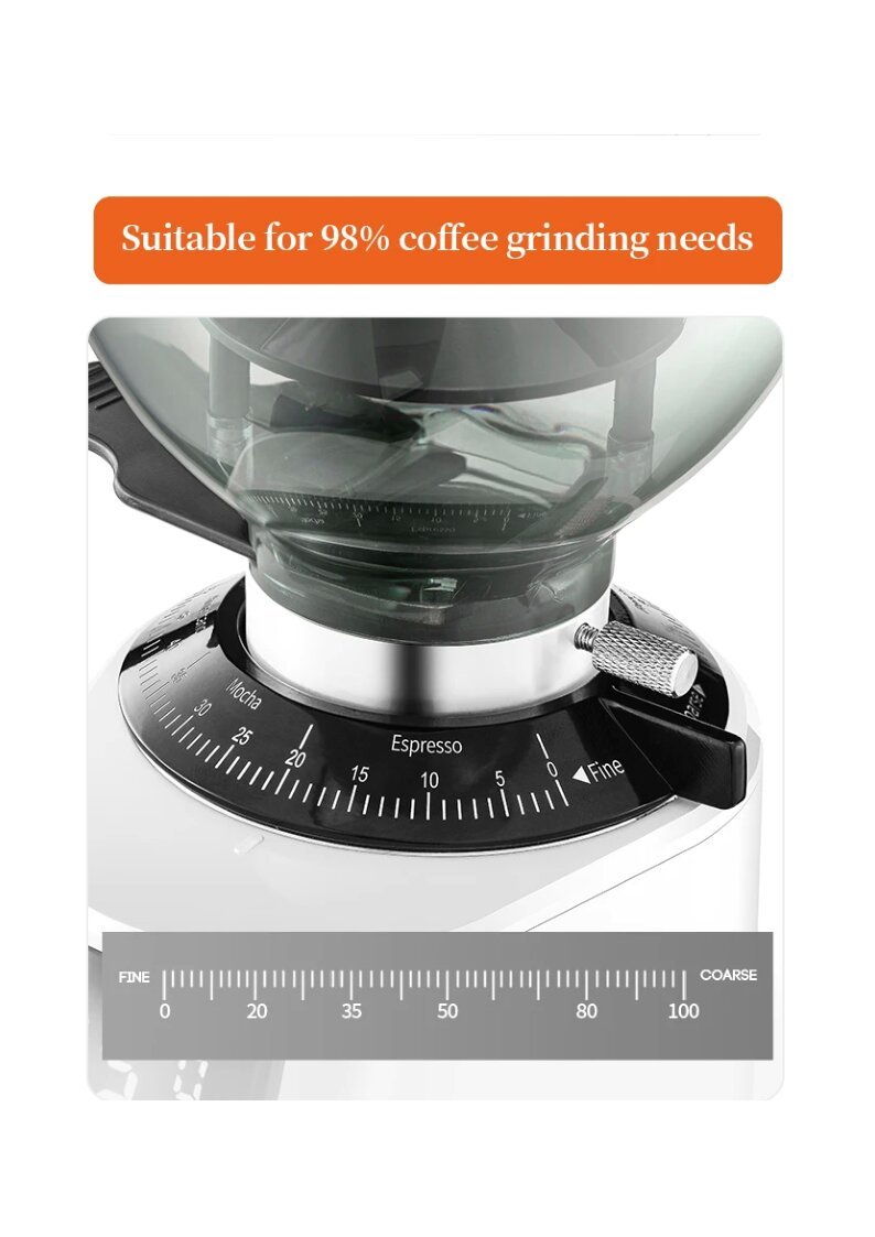 Professional Espresso Grinder Electric 64mm Stainless Steel Flat Burr Coffee Grinder