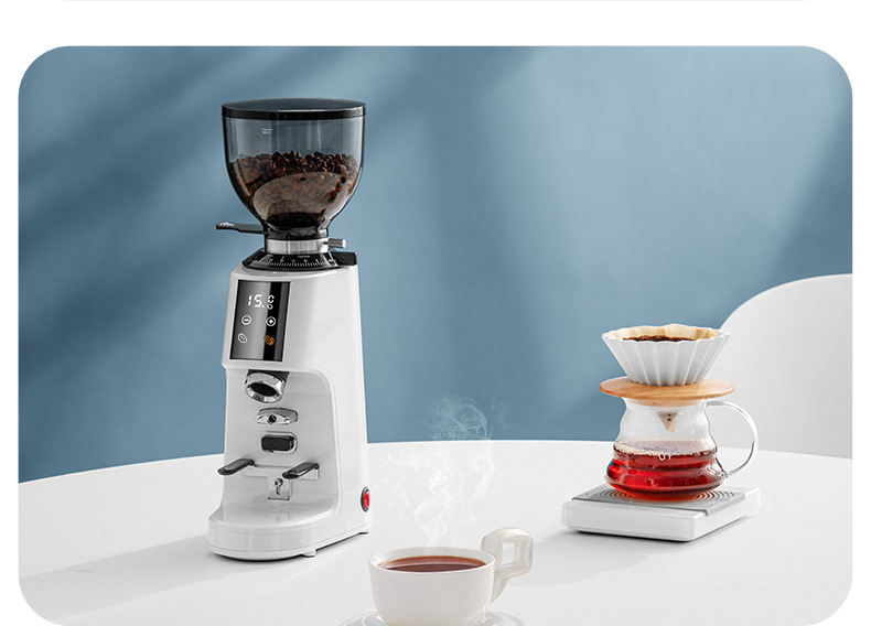 64mm Stainless Steel Flat Burr Espresso Grinder Professional Electric Turkish Coffee Grinder With Press Air Jet