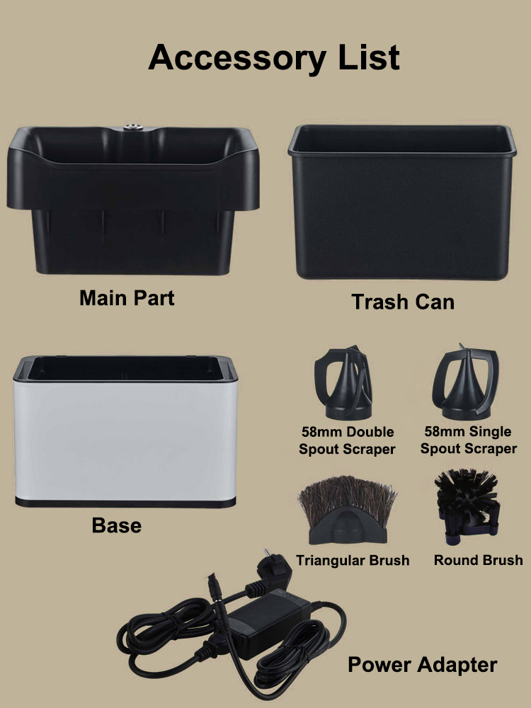 Professional Commercial Coffee Tools for Barista Electric Coffee Portafilter Cleaner No-wipe Automatic Coffee Grounds Knock Box