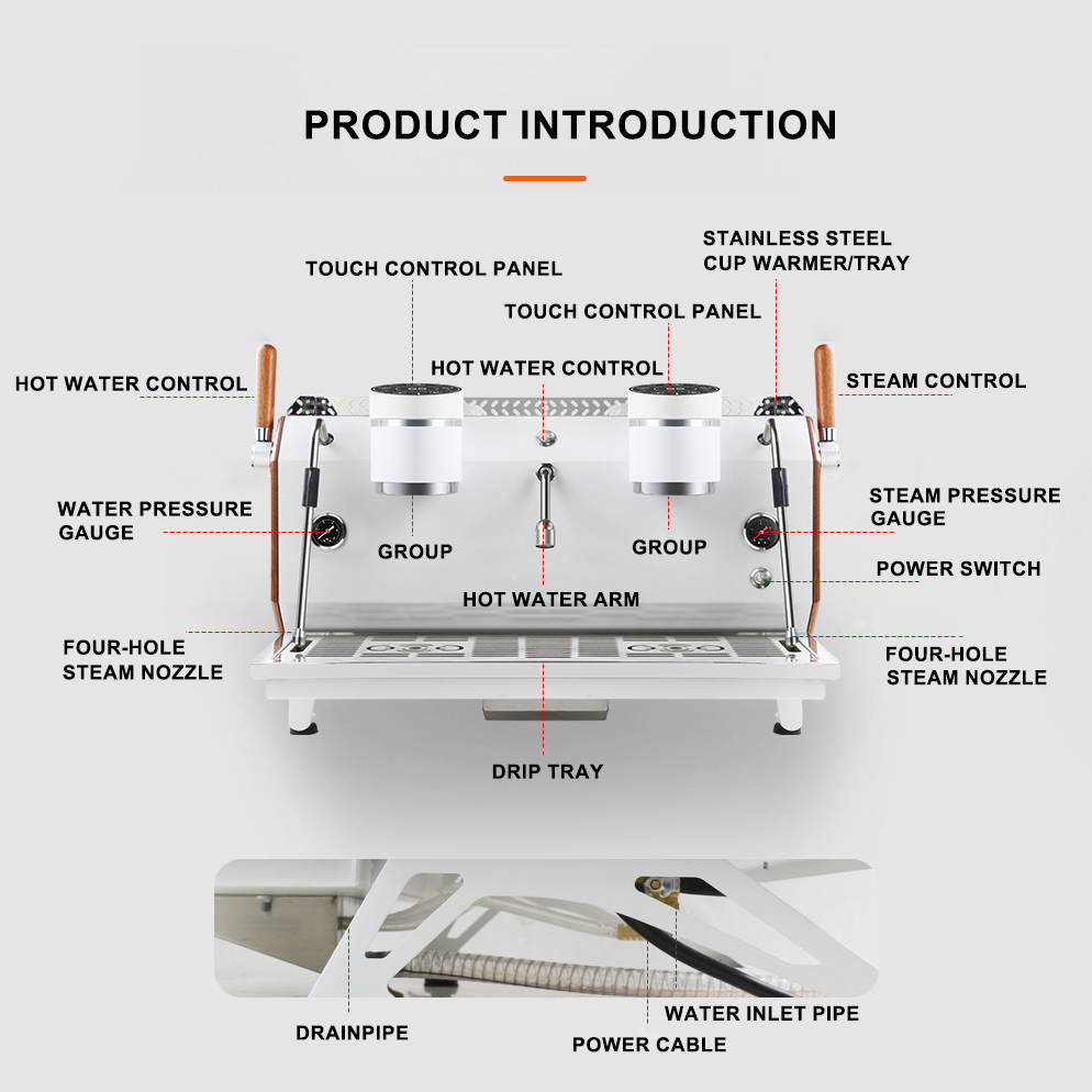 Commercial Double Group Espresso Coffee Machine 12L Triple Boilers Coffee Machine Cappuccino Coffee Maker Espresso Machine