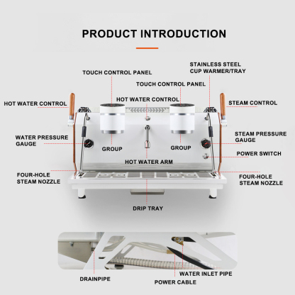 Commercial Double Group Espresso Coffee Machine 12L Triple Boilers Coffee Machine Cappuccino Coffee Maker Espresso Machine