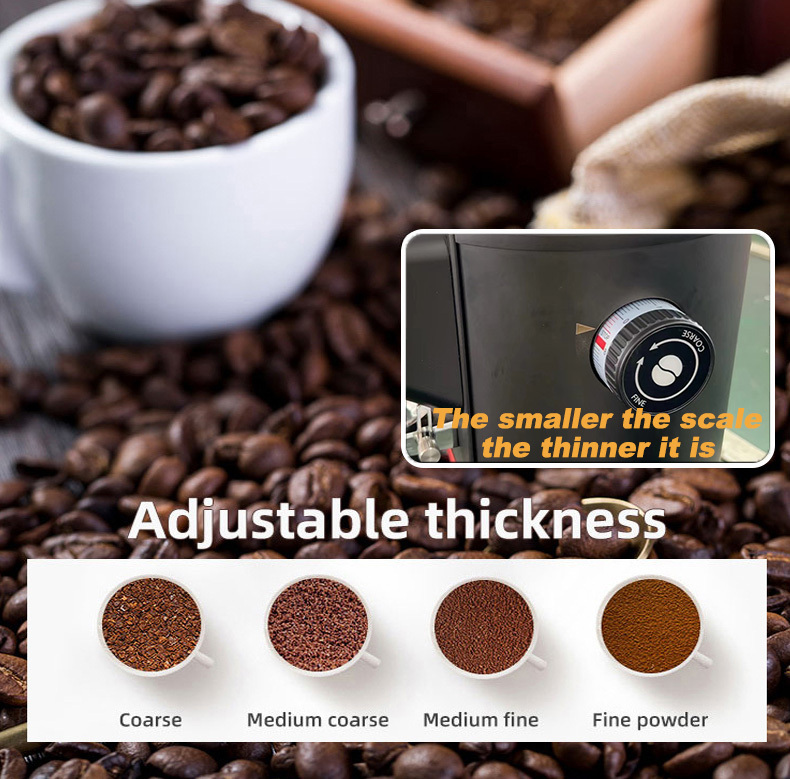 Electric Coffee Grinder Adjustable Dial Burrs Grinders Coffee Bean Grinding Machine 64MM