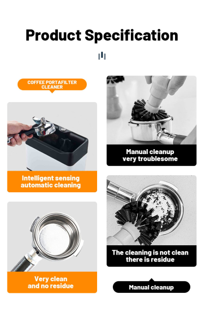 Professional Commercial Coffee Tools for Barista Electric Coffee Portafilter Cleaner No-wipe Automatic Coffee Grounds Knock Box