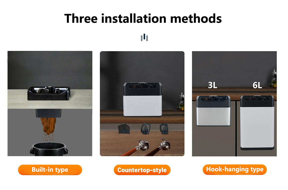 Professional Commercial Coffee Tools for Barista Electric Coffee Portafilter Cleaner No-wipe Automatic Coffee Grounds Knock Box