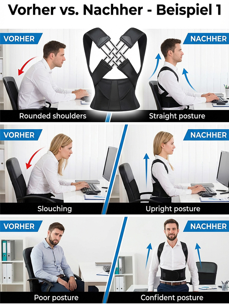 ✨Täglich nur 10 Min. – sichtbare Ergebnisse in 7 Tagen! Körperpflege unverzichtbar: Haltungskorrekturgurt gegen Rundrücken - Mengenkorrektur