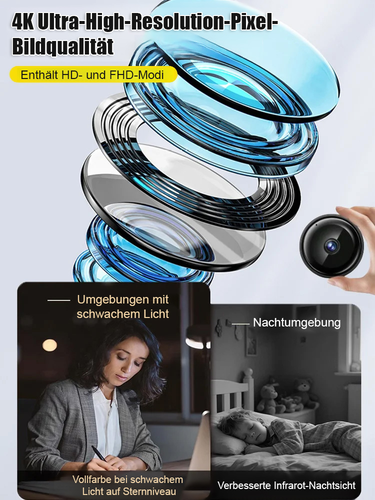 Die autarke KI-Kamera: 100% kabellos, ohne Internet. Deutsche Spitzentechnologie für Ihr Zuhause. Mit WiFi, Nachtsicht und magnetischer A14-Kamera