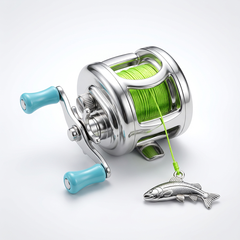 🎣100% originalgetreuer Mini-Baitcaster – tragbar als Anhänger!
