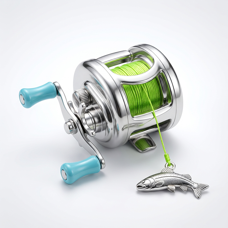 🎣100% originalgetreuer Mini-Baitcaster – tragbar als Anhänger!