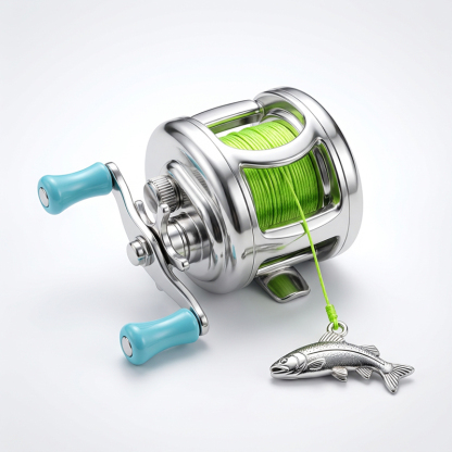 🎣100% originalgetreuer Mini-Baitcaster – tragbar als Anhänger!